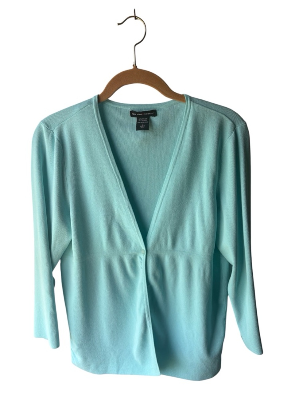 New York & Company Carribean Blue V-Neck Cardigan
